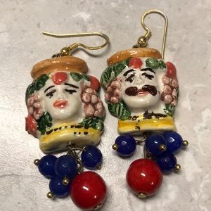 Sicilian earrings heads male and female